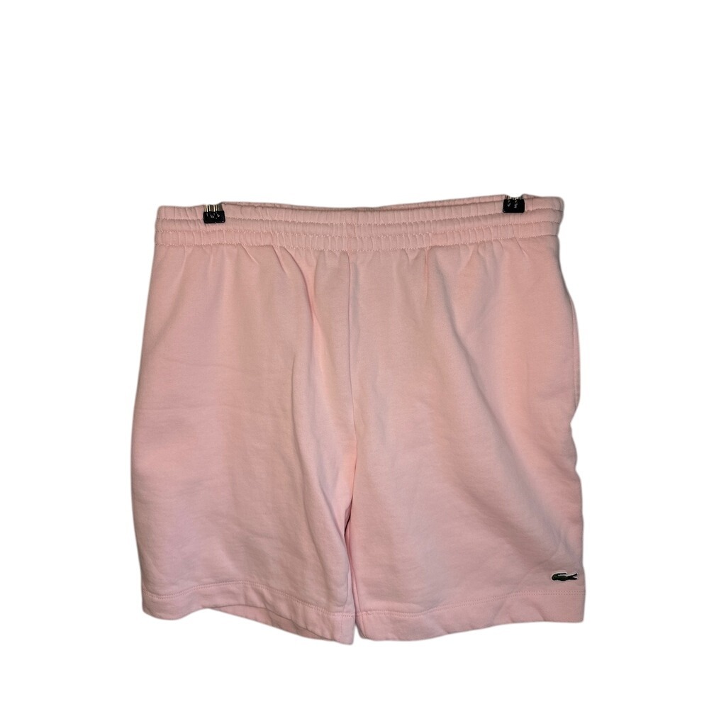 LACOSTE Women's Pink Sweat Shorts Regular Fit Casual Lounge Size L